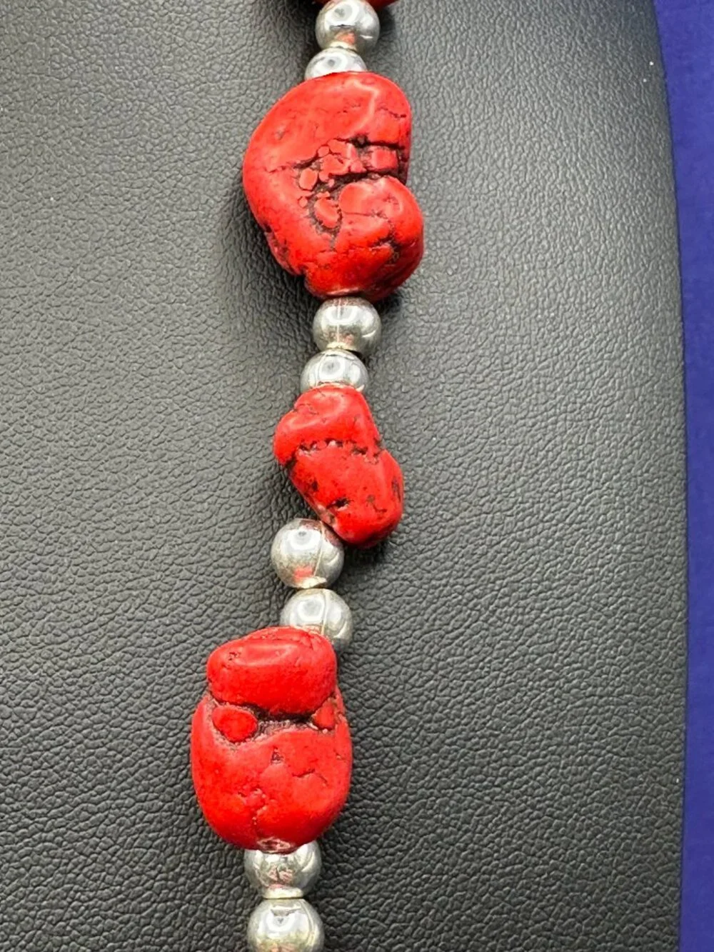 Red Nugget Natural Stone Necklace